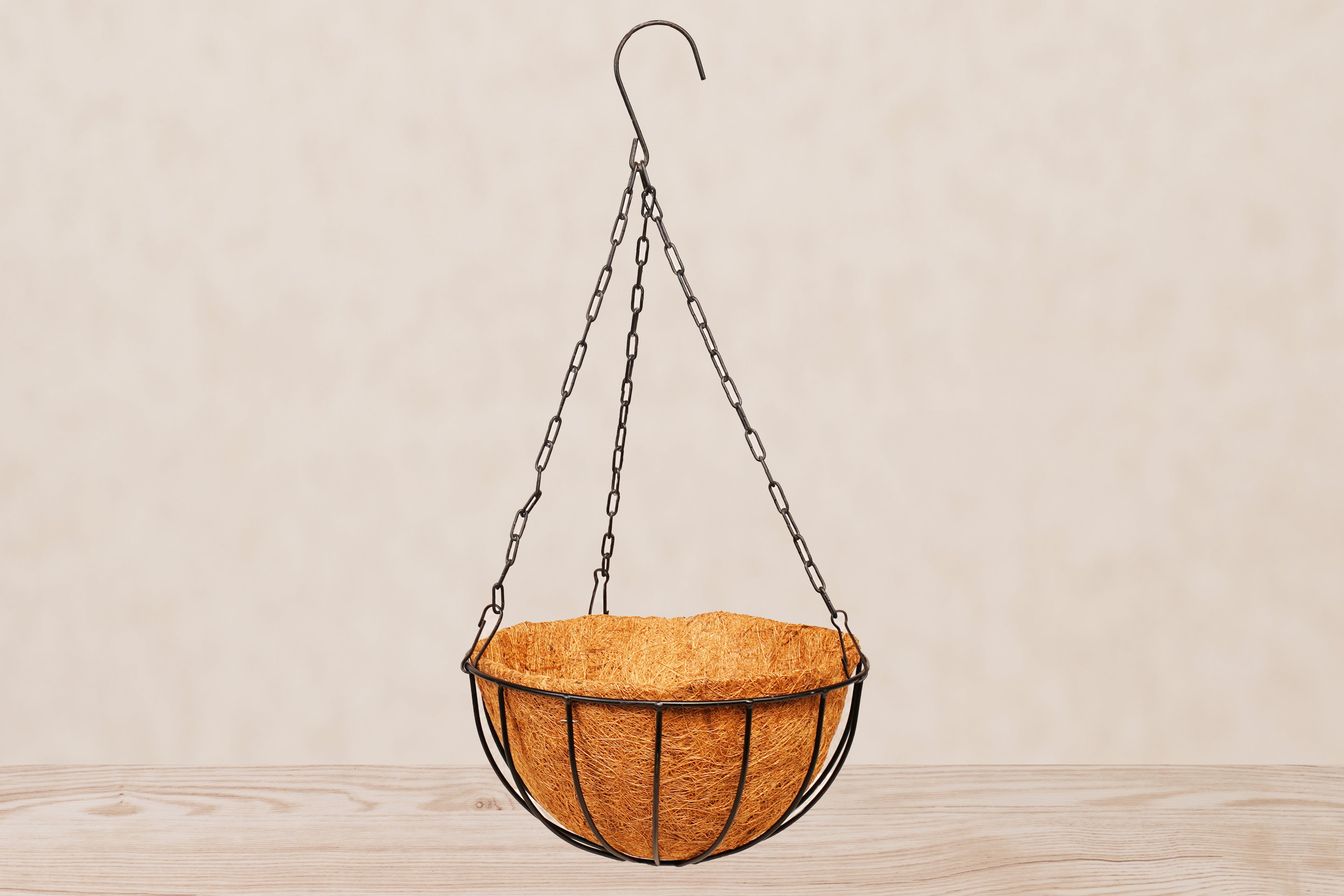 10"/25cm Metal Hanging Basket with Coir Liner and Chain