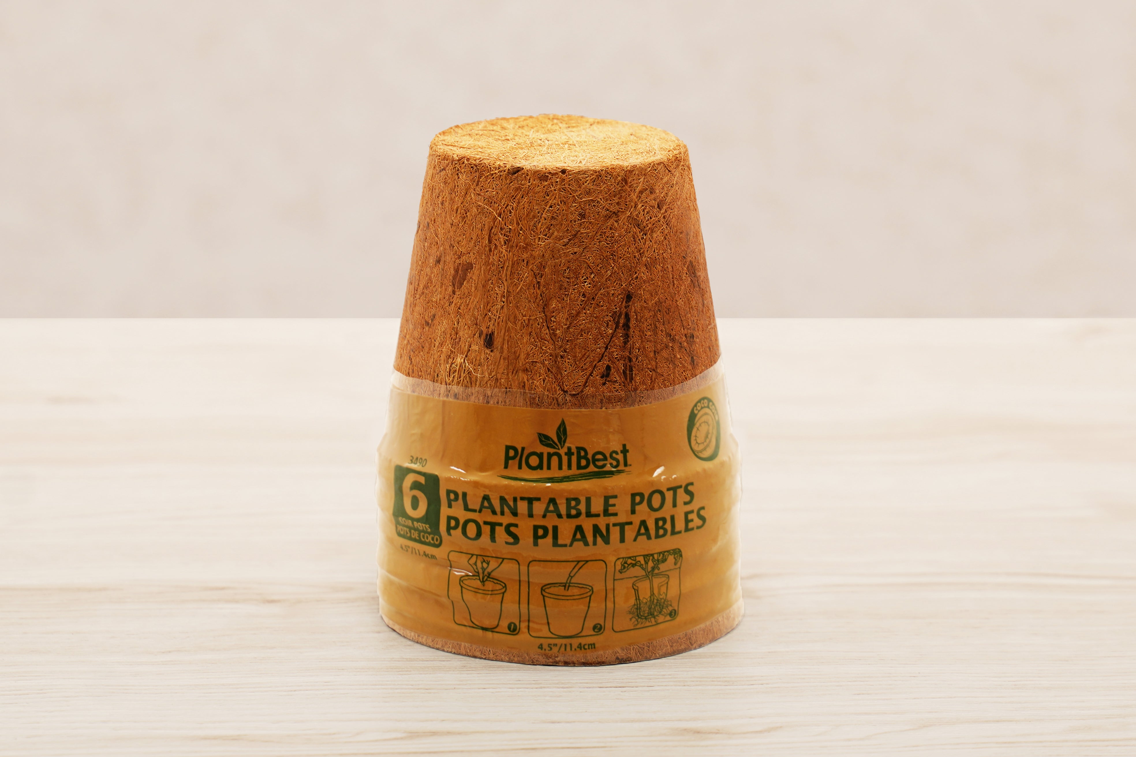 4.5" Round Coconut Coir Pot – 6 Pack