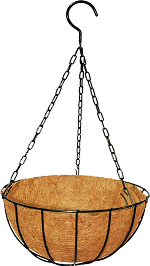 10"/25cm Metal Hanging Basket with Coir Liner and Chain