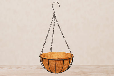 10"/25cm Metal Hanging Basket with Coir Liner and Chain