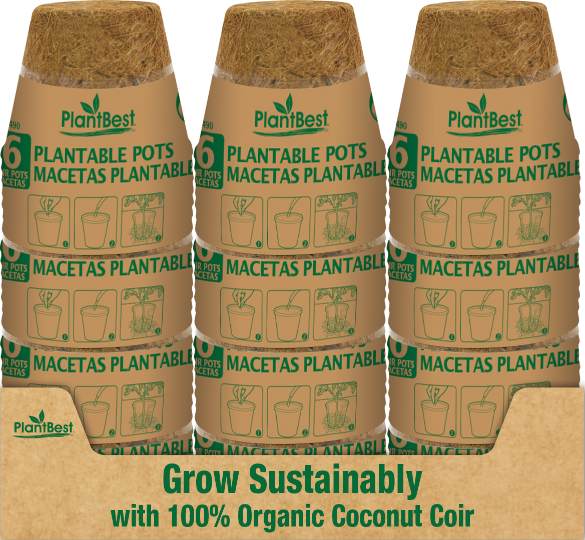 4.5" Round Coconut Coir Pot – 6 Pack